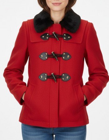 Women’s Toggle Duffle Red Wool Jacket
