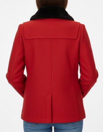Women’s Toggle Duffle Red Wool Jacket