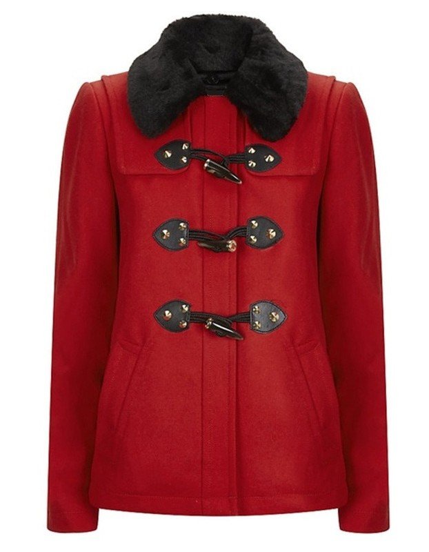 Women’s Toggle Duffle Red Wool Jacket