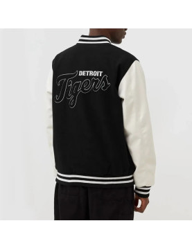 Wordmark Detroit Tigers Black and White Varsity Jacket
