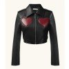 WWE Raw Liv Morgan Heart Cropped Black Leather Jacket