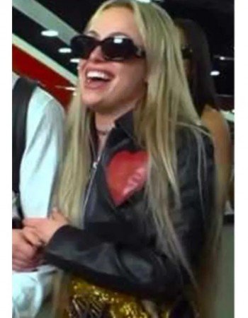  WWE Raw Liv Morgan Heart Cropped Black Leather Jacket