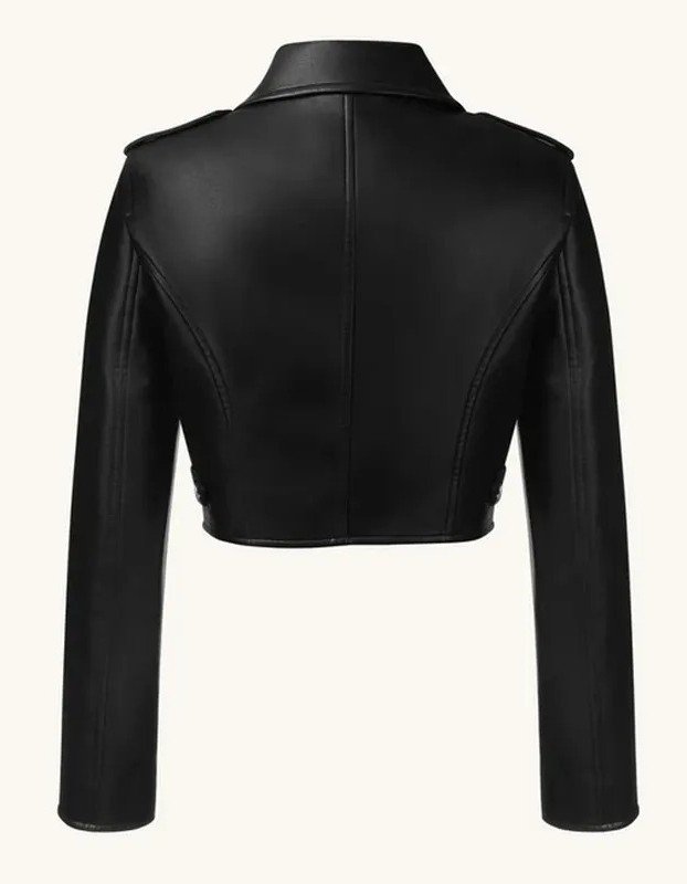 WWE Raw Liv Morgan Heart Cropped Black Leather Jacket