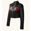 WWE Raw Liv Morgan Heart Cropped Black Leather Jacket