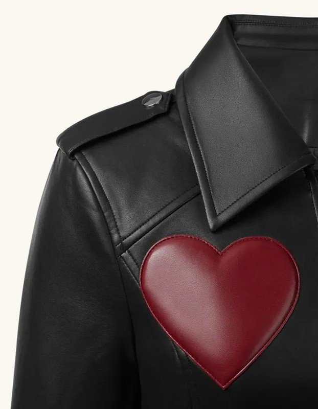 WWE Raw Liv Morgan Heart Cropped Black Leather Jacket