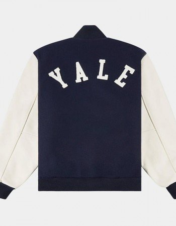 Yale University Navy White Wool Leather Varsity Jacket