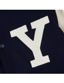 Yale University Navy White Wool Leather Varsity Jacket