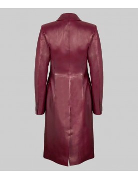 Zendaya Burgundy Leather Trench Coat 
