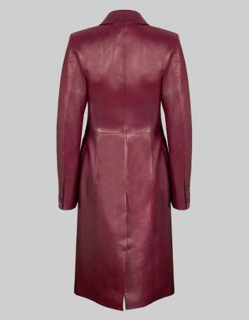 Zendaya Burgundy Leather Trench Coat 