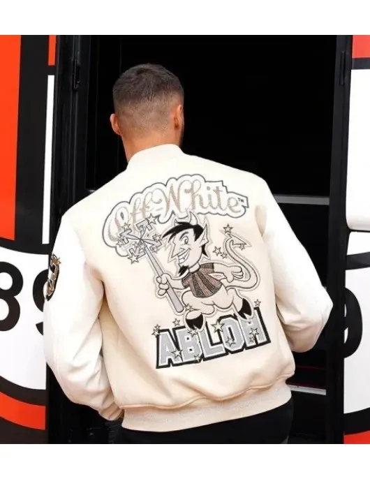 AC Milan Off White Varsity Jacket | Football Club Off White Varsity Jacket