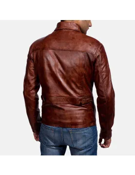 Abstract Brown Leather Jacket