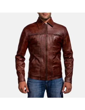 Abstract Brown Leather Jacket