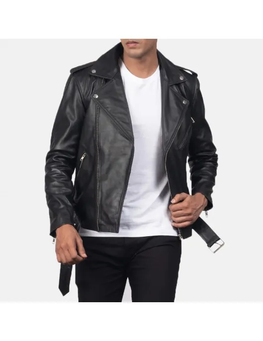 Allaric Alley Black Leather Biker Jacket