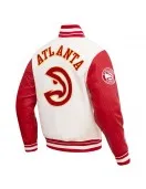 Atlanta Hawks Off White Wool Varsity Jacket Atlanta Hawks Off White Wool Varsity Jacket