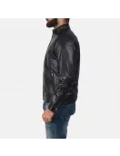 Austere Black Leather Biker Jacket