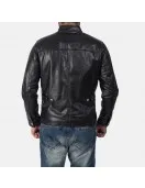 Austere Black Leather Biker Jacket