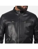 Austere Black Leather Biker Jacket