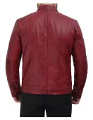 Austin Maroon Distressed Café Racer Leather Jacket Men's