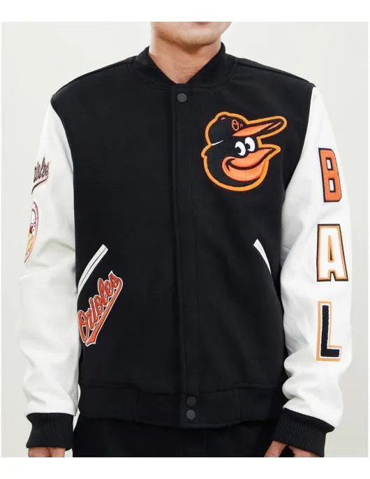 Baltimore Orioles Black and White Varsity Jacket Baltimore Orioles Black and White Varsity Jacket