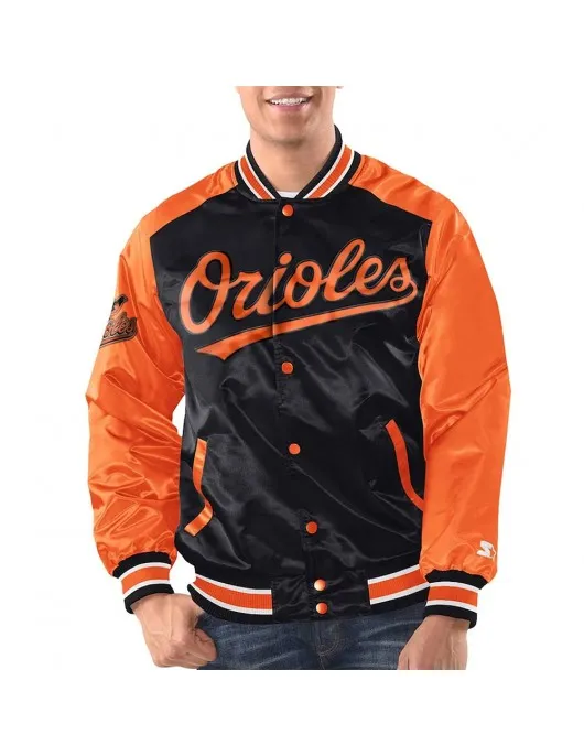 Black/Orange Baltimore Orioles Varsity Satin Jacket Black/Orange Baltimore Orioles Varsity Satin Jacket