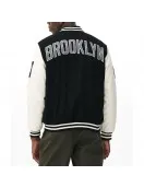 Brooklyn Nets Varsity Black and Off White Jacket