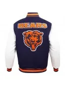 Chicago Bears Retro Classic Rib Off White Wool Varsity Jacket Chicago Bears Retro Classic Rib Off White Wool Varsity Jacket