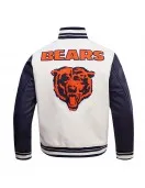 Chicago Bears Retro Classic Rib Off White Wool Varsity Jacket Chicago Bears Retro Classic Rib Off White Wool Varsity Jacket
