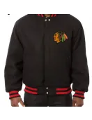 Chicago Blackhawks Varsity Wool Black Jacket
