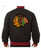 Chicago Blackhawks Varsity Wool Black Jacket