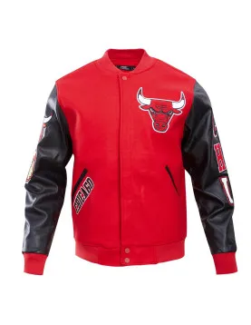 Chicago Bulls Red &amp; Black Wool Varsity Jacket