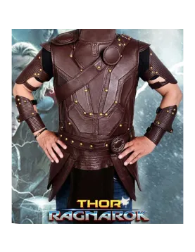 Chris Hemsworth Thor Ragnarok Brown Leather Vest with Removable Belts