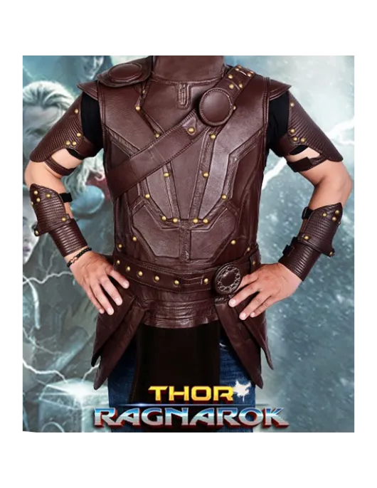 Chris Hemsworth Thor Ragnarok Brown Leather Vest with Removable Belts