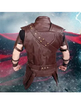Chris Hemsworth Thor Ragnarok Brown Leather Vest with Removable Belts