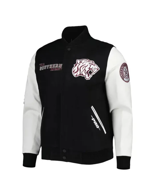 Classic Texas Southern Tigers Black and White Varsity Jacket
