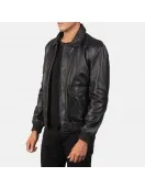 Coffman Black Leather Bomber Jacket