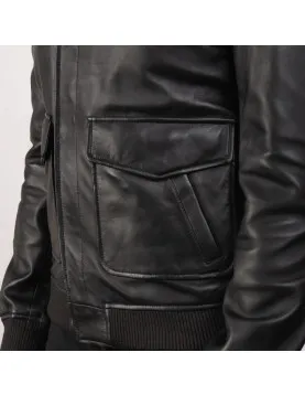 Coffman Black Leather Bomber Jacket