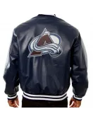 Colorado Avalanche Bomber Navy Blue Leather Jacket
