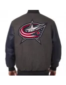 Columbus Blue Jackets Letterman Grey and Blue Jacket