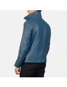 Columbus Blue Leather Bomber Jacket