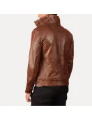 Columbus Brown Leather Bomber Jacket