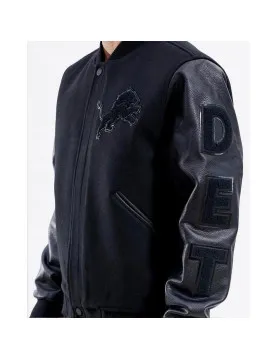 Detroit Lions Letterman Varsity Black Jacket