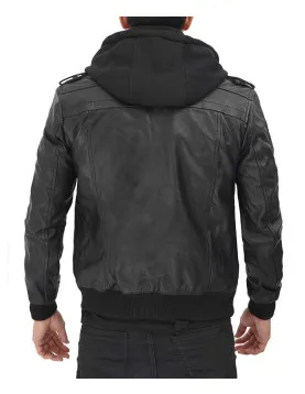 Edinburgh Black Hooded Leather Jacket