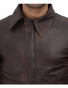 Ernest Mens Dark Brown Bomber Leather Jacket