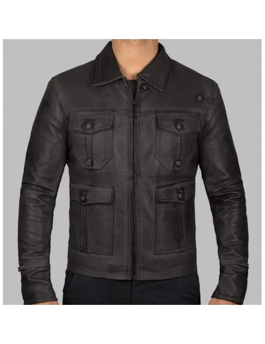 Expendable Distressed Mens Vintage Black Leather Jacket Expendable Distressed Mens Vintage Black Leather Jacket