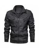 Ferndale Black Leather Jacket with Hood Mens Ferndale Black Leather Jacket with Hood Mens