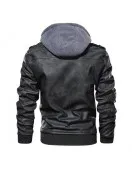 Ferndale Black Leather Jacket with Hood Mens Ferndale Black Leather Jacket with Hood Mens
