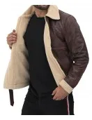 Foligno Brown Distressed Shearling Bomber Leather Jacket Foligno Brown Distressed Shearling Bomber Leather Jacket