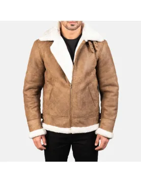Francis Distressed Brown Leather Bomber Jacket