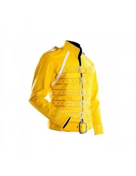 Freddie Mercury Concert Yellow Military Motorcycle Jacket