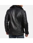 Furcliff Black Leather Coat